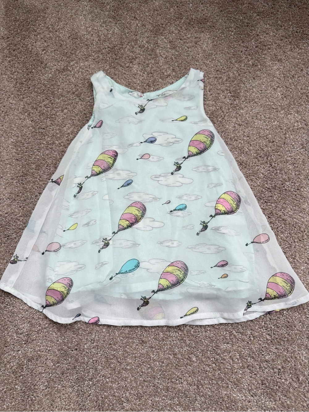 Dr. Seuss Mint Balloon Print Chiffon Dress Size 12 Months